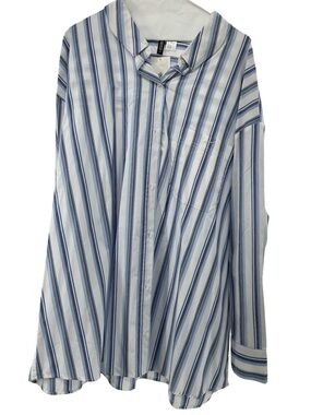 Divided Blue & White Vertical Stripe Dress Shirt EC